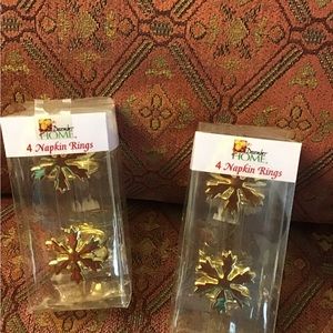 December Home Snowflake Napkin RIngs 8 Snowflakes Lot of 8 New